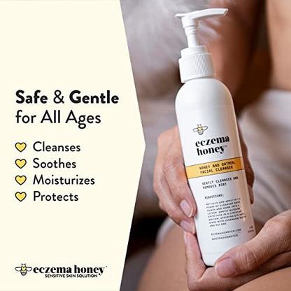 ECZEMA HONEY Oatmeal Facial Cleanser - Natural Eczema Face Wash for Dry, Itchy, Sensitive Skin - Gentle Daily Cleanser Prevents Breakouts (6 Oz)