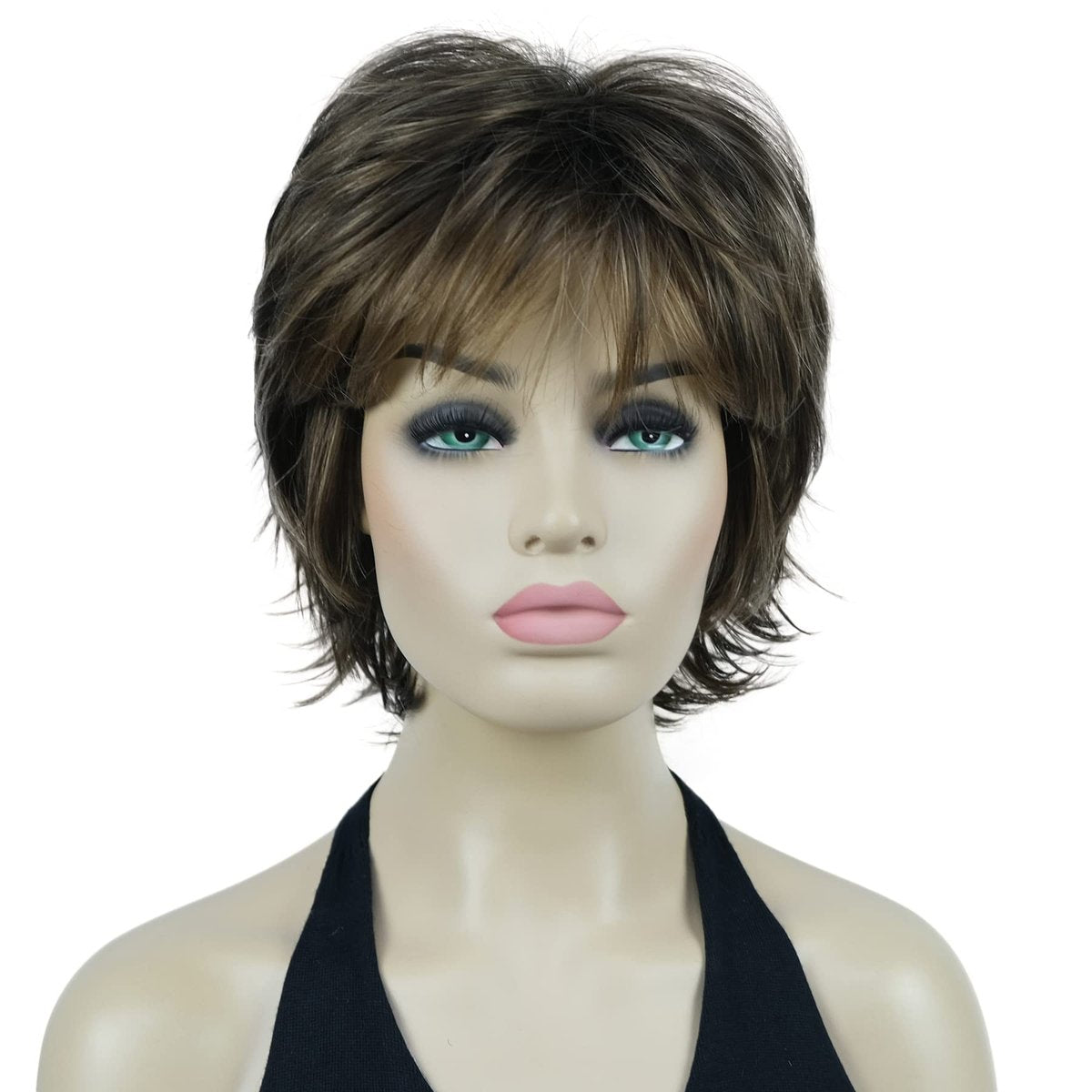 Lydell Short Layered Shaggy Wavy Full Synthetic Wig - RM73 Brown Mix | Lightweight & Natural Look - görsel 1