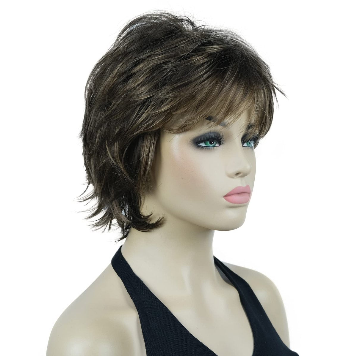 Lydell Short Layered Shaggy Wavy Full Synthetic Wig - RM73 Brown Mix | Lightweight & Natural Look - görsel 3