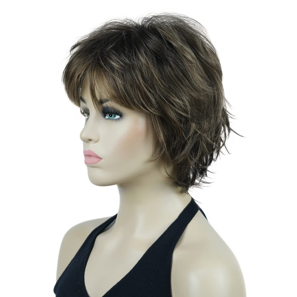 Lydell Short Layered Shaggy Wavy Full Synthetic Wig - RM73 Brown Mix | Lightweight & Natural Look - görsel 5