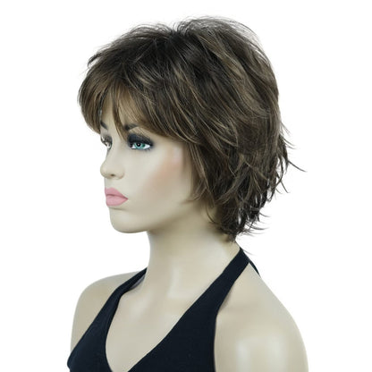 Lydell Short Layered Shaggy Wavy Full Synthetic Wig - RM73 Brown Mix | Lightweight & Natural Look
