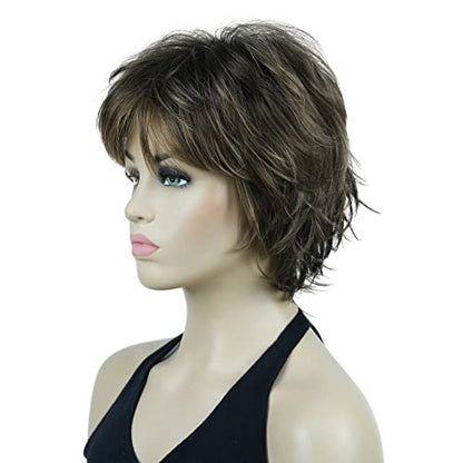 Lydell Short Layered Shaggy Wavy Full Synthetic Wig - RM73 Brown Mix | Lightweight & Natural Look