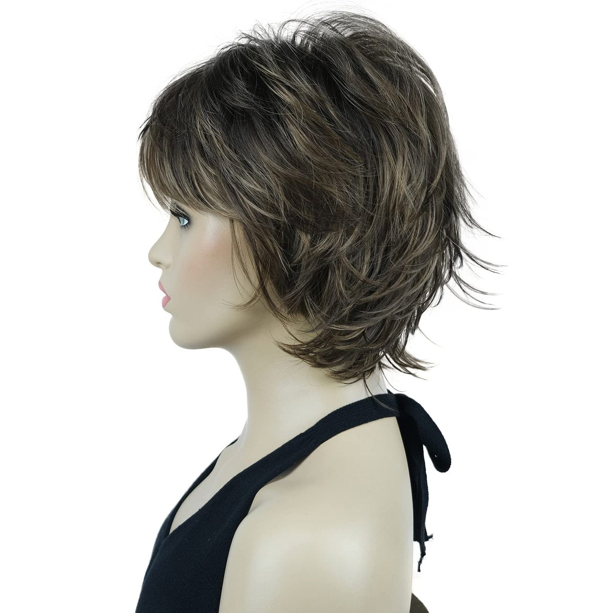 Lydell Short Layered Shaggy Wavy Full Synthetic Wig - RM73 Brown Mix | Lightweight & Natural Look - görsel 9