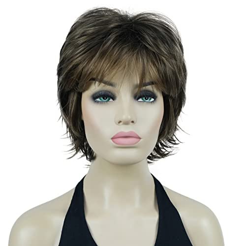 Lydell Short Layered Shaggy Wavy Full Synthetic Wig - RM73 Brown Mix | Lightweight & Natural Look - görsel 2