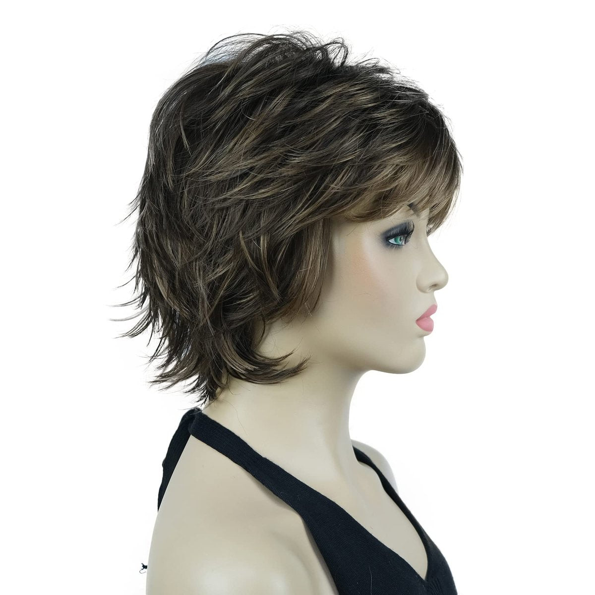 Lydell Short Layered Shaggy Wavy Full Synthetic Wig - RM73 Brown Mix | Lightweight & Natural Look - görsel 7