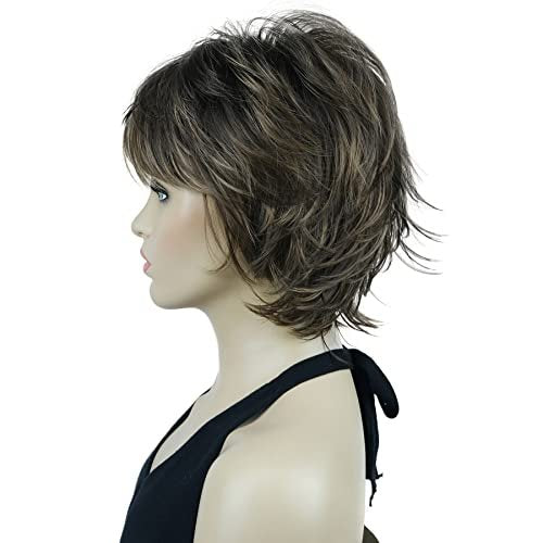 Lydell Short Layered Shaggy Wavy Full Synthetic Wig - RM73 Brown Mix | Lightweight & Natural Look - görsel 10