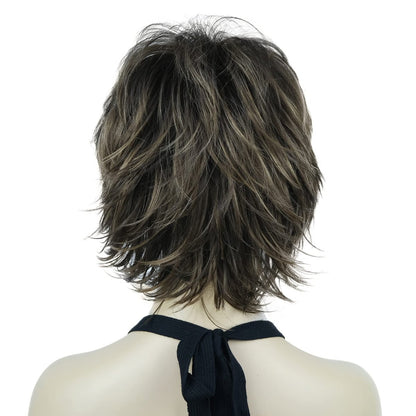 Lydell Short Layered Shaggy Wavy Full Synthetic Wig - RM73 Brown Mix | Lightweight & Natural Look