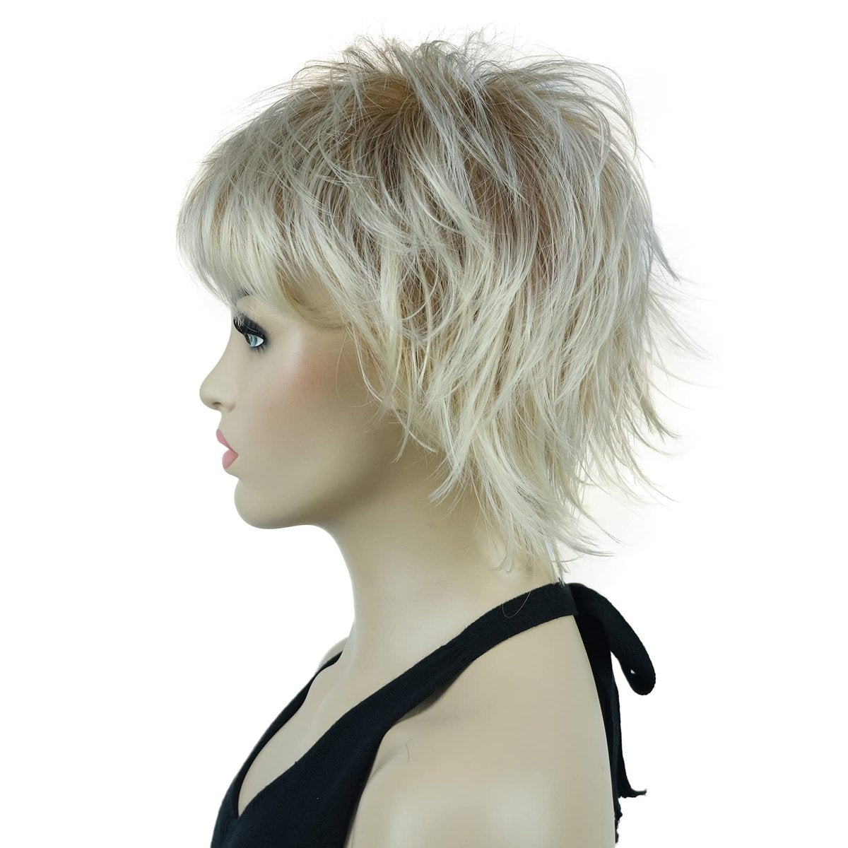 Lydell Short Layered Shaggy Wavy Full Synthetic Wig - R27-613 Blonde Mix - görsel 7