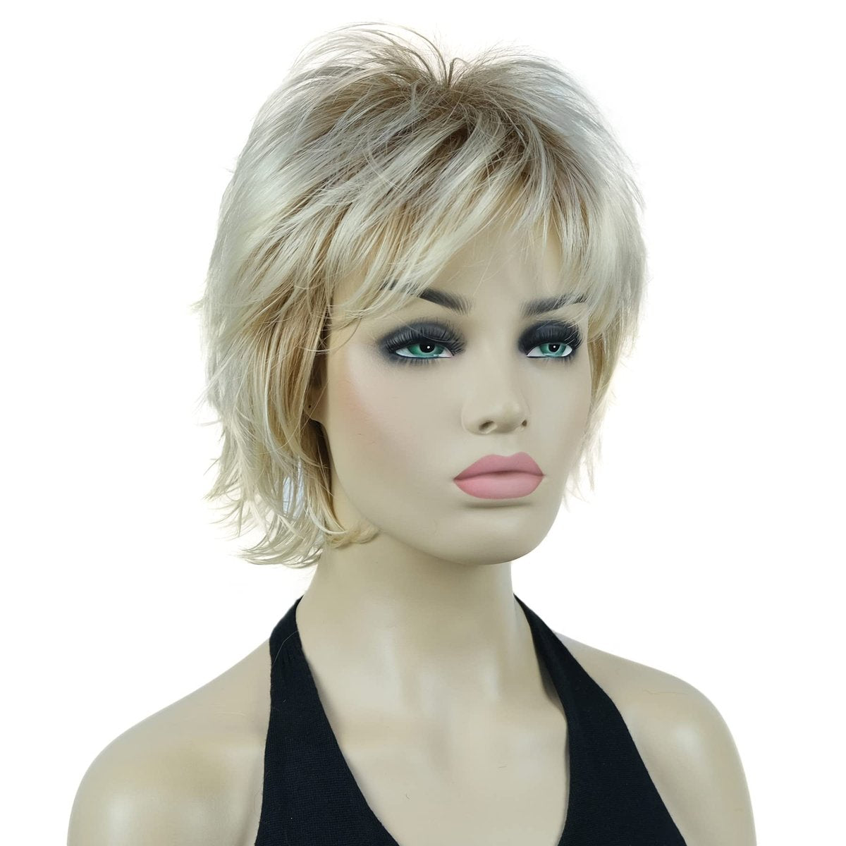 Lydell Short Layered Shaggy Wavy Full Synthetic Wig - R27-613 Blonde Mix - görsel 3
