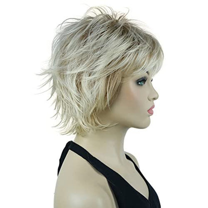 Lydell Short Layered Shaggy Wavy Full Synthetic Wig - R27-613 Blonde Mix