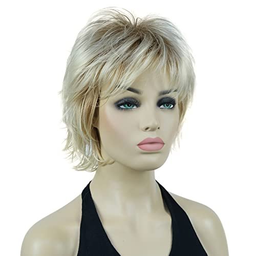Lydell Short Layered Shaggy Wavy Full Synthetic Wig - R27-613 Blonde Mix - görsel 4