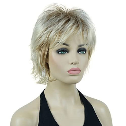 Lydell Short Layered Shaggy Wavy Full Synthetic Wig - R27-613 Blonde Mix