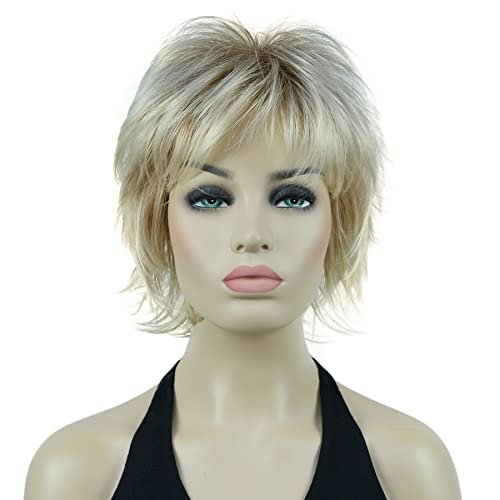 Lydell Short Layered Shaggy Wavy Full Synthetic Wig - R27-613 Blonde Mix - görsel 2