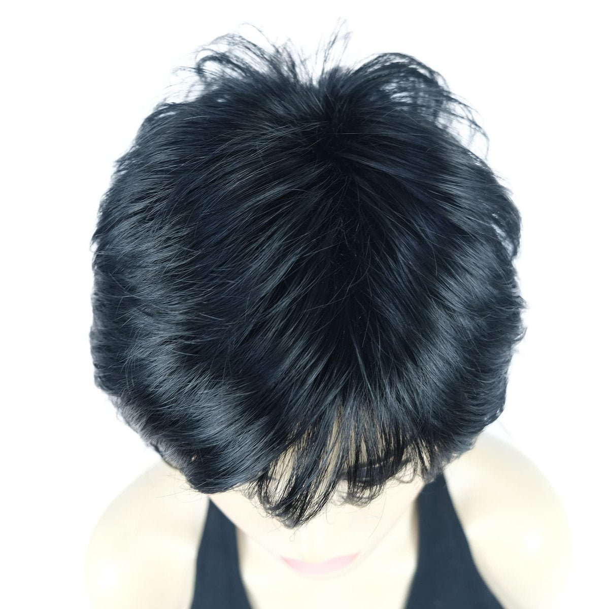 Lydell Short Layered Shaggy Wavy Full Synthetic Wig – 1 Black, High Temperature Fiber - görsel 13