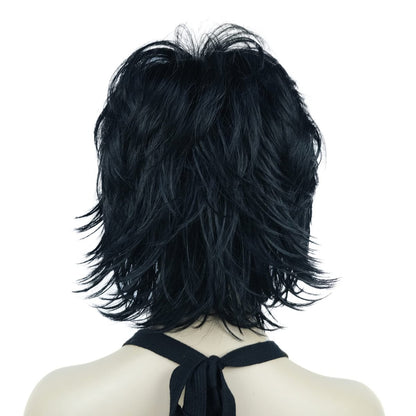 Lydell Short Layered Shaggy Wavy Full Synthetic Wig – 1 Black, High Temperature Fiber