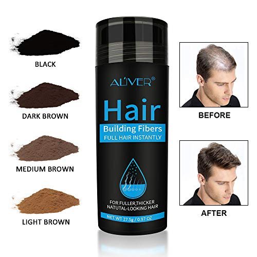 ELAIMEI Black Hair Fibers for Thinning Hair - Natural Unscented Powder for Men & Women (Black, 0.97 oz) - görsel 5