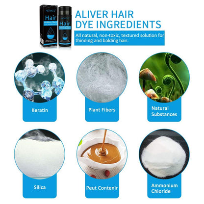 ELAIMEI Black Hair Fibers for Thinning Hair - Natural Unscented Powder for Men & Women (Black, 0.97 oz)