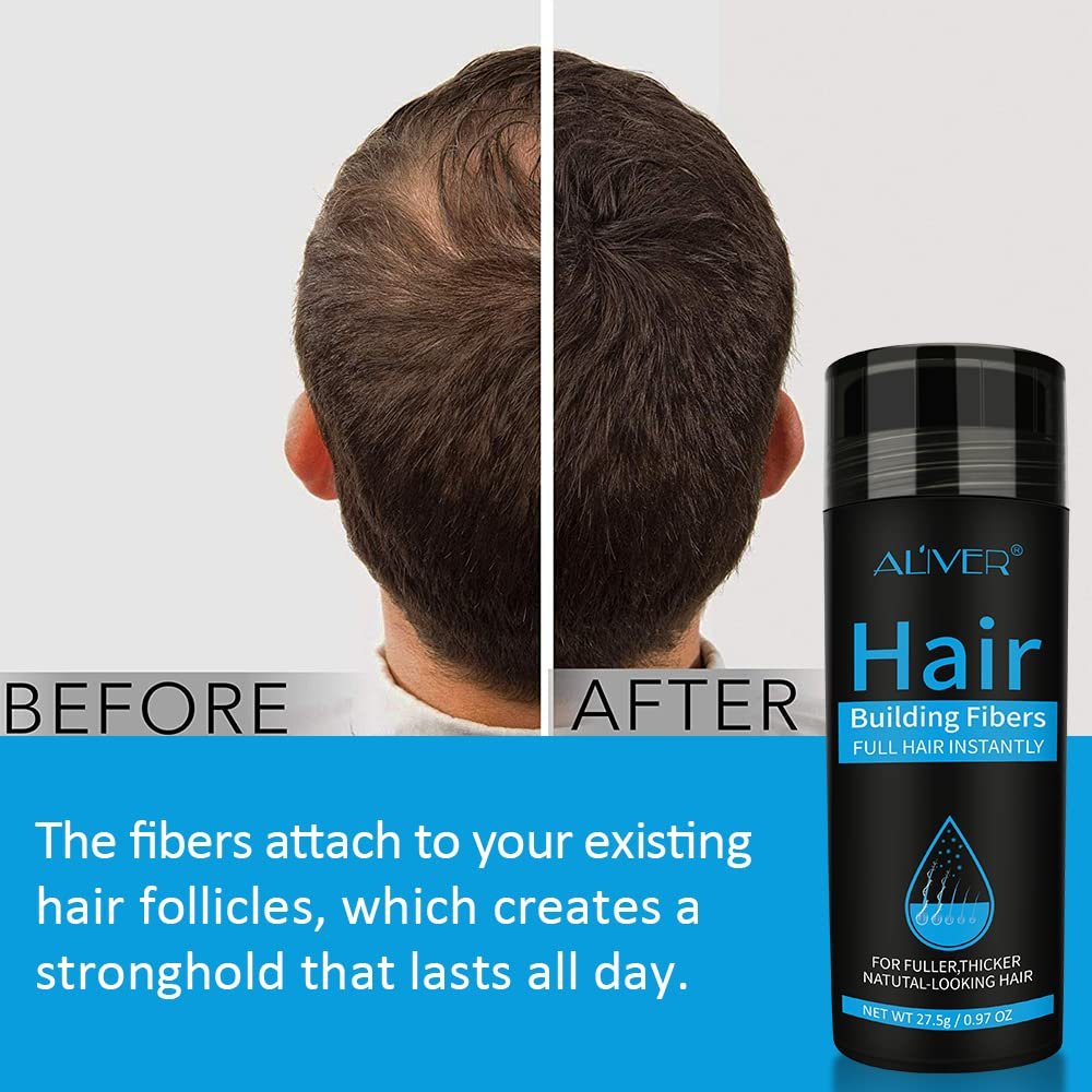 ELAIMEI Black Hair Fibers for Thinning Hair - Natural Unscented Powder for Men & Women (Black, 0.97 oz) - görsel 8
