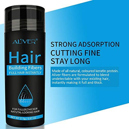 ELAIMEI Black Hair Fibers for Thinning Hair - Natural Unscented Powder for Men & Women (Black, 0.97 oz)