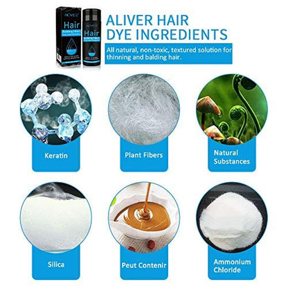 ELAIMEI Black Hair Fibers for Thinning Hair - Natural Unscented Powder for Men & Women (Black, 0.97 oz)