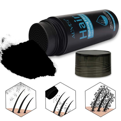 ELAIMEI Black Hair Fibers for Thinning Hair - Natural Unscented Powder for Men & Women (Black, 0.97 oz)