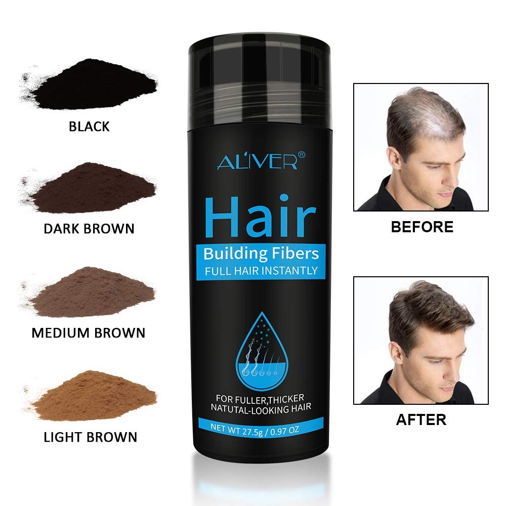 ELAIMEI Black Hair Fibers for Thinning Hair - Natural Unscented Powder for Men & Women (Black, 0.97 oz) - görsel 6