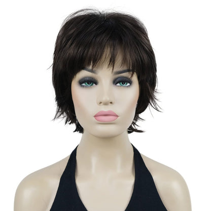 Lydell Short Layered Shaggy Wavy Full Synthetic Wig - Chestnut Brown
