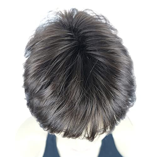 Lydell Short Layered Shaggy Wavy Full Synthetic Wig - Chestnut Brown - görsel 14