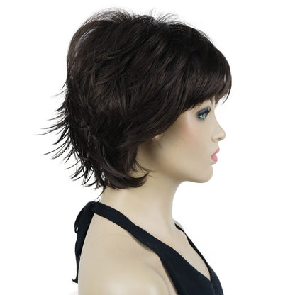 Lydell Short Layered Shaggy Wavy Full Synthetic Wig - Chestnut Brown