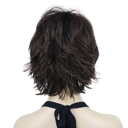 Lydell Short Layered Shaggy Wavy Full Synthetic Wig - Chestnut Brown