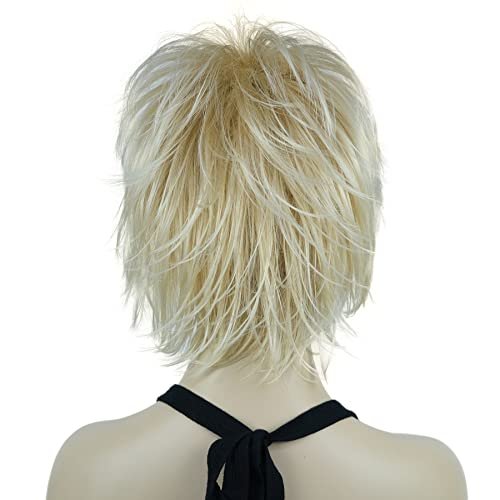 Lydell Short Layered Shaggy Wavy Full Synthetic Wig - 24BT613 Blonde Mix - görsel 12
