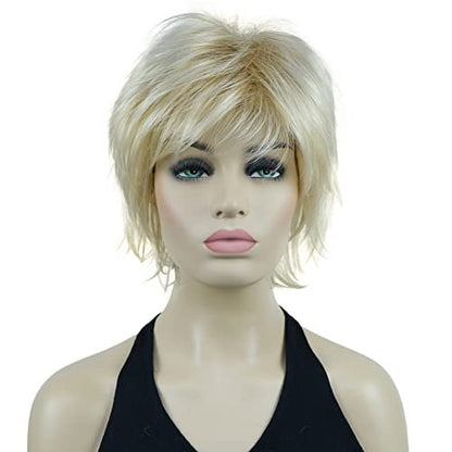 Lydell Short Layered Shaggy Wavy Full Synthetic Wig - 24BT613 Blonde Mix