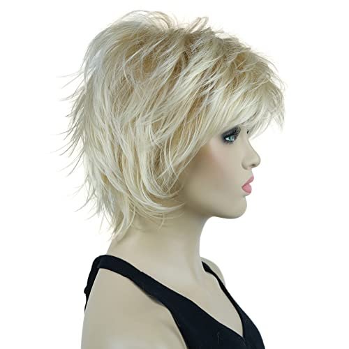 Lydell Short Layered Shaggy Wavy Full Synthetic Wig - 24BT613 Blonde Mix - görsel 8