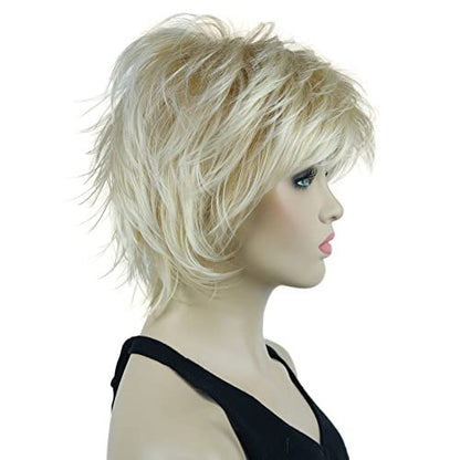 Lydell Short Layered Shaggy Wavy Full Synthetic Wig - 24BT613 Blonde Mix