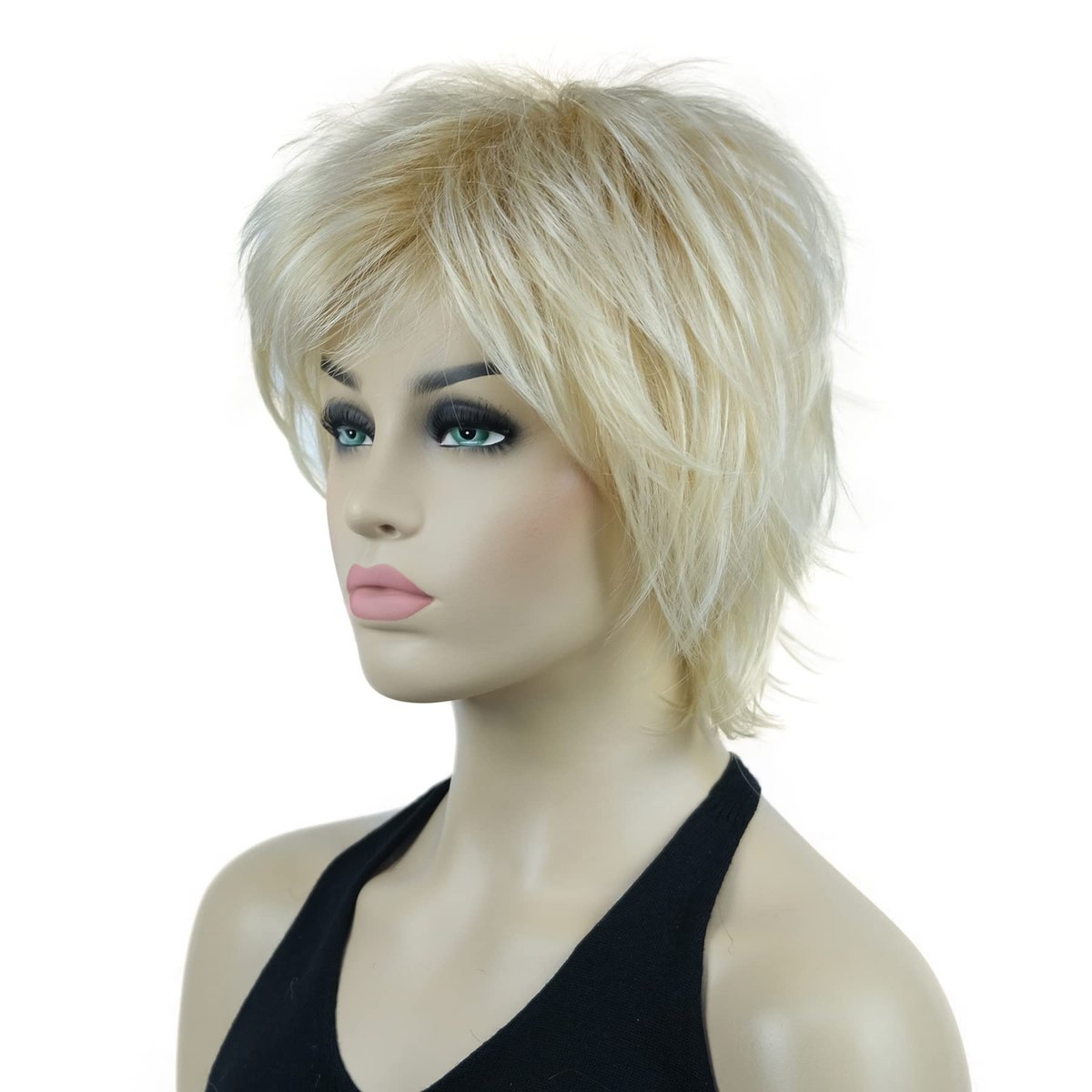 Lydell Short Layered Shaggy Wavy Full Synthetic Wig - 24BT613 Blonde Mix - görsel 5