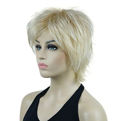 Lydell Short Layered Shaggy Wavy Full Synthetic Wig - 24BT613 Blonde Mix - görsel 6