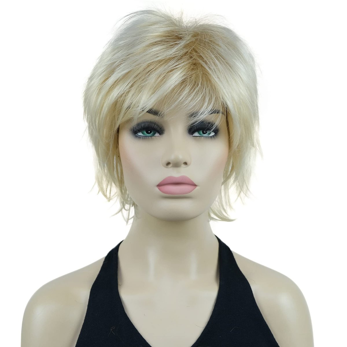 Lydell Short Layered Shaggy Wavy Full Synthetic Wig - 24BT613 Blonde Mix - görsel 1
