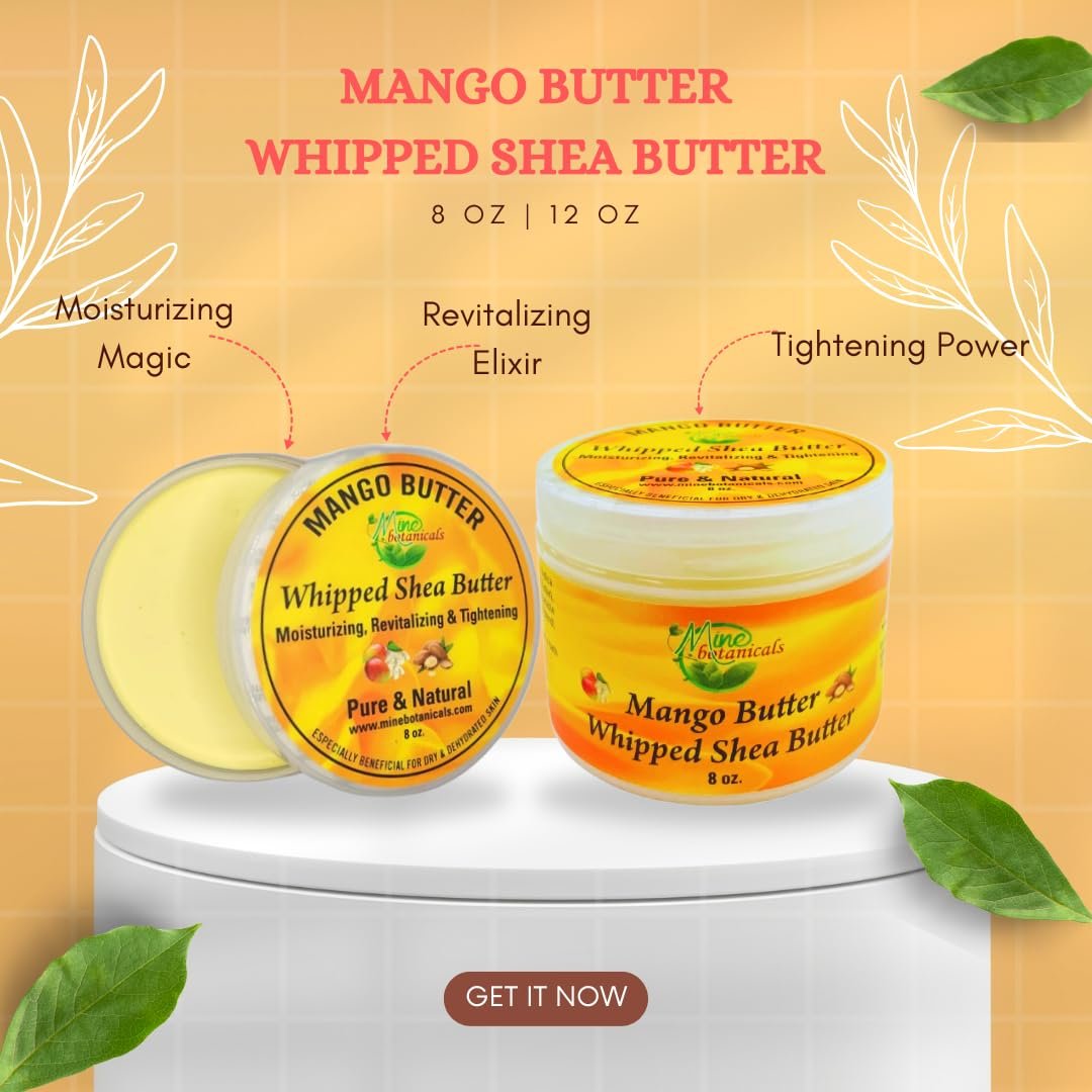Mine Botanicals Whipped Body Butter with Mango Butter - 8 oz, Moisturizing & Nourishing Avelisse
