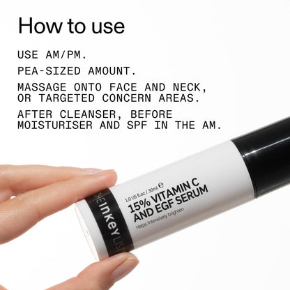 The INKEY List 15% Vitamin C and EGF Serum – 1 Fl Oz, Reduces Hyperpigmentation, Rejuvenating Serum for All Skin Types, Vegan
