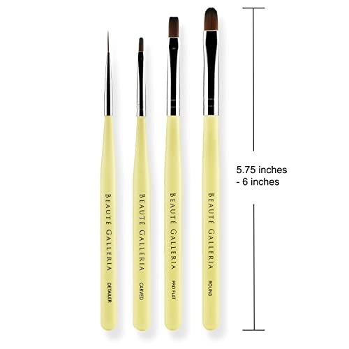 Beaute Galleria 4-Piece UV Gel Nail Art Brush Set – Pro Flat, Carved, Detailer, Round for Fine Line, Detailer, Outline, Striping, Polygel Nails, Gel Sculpting, Nail Tips - görsel 10