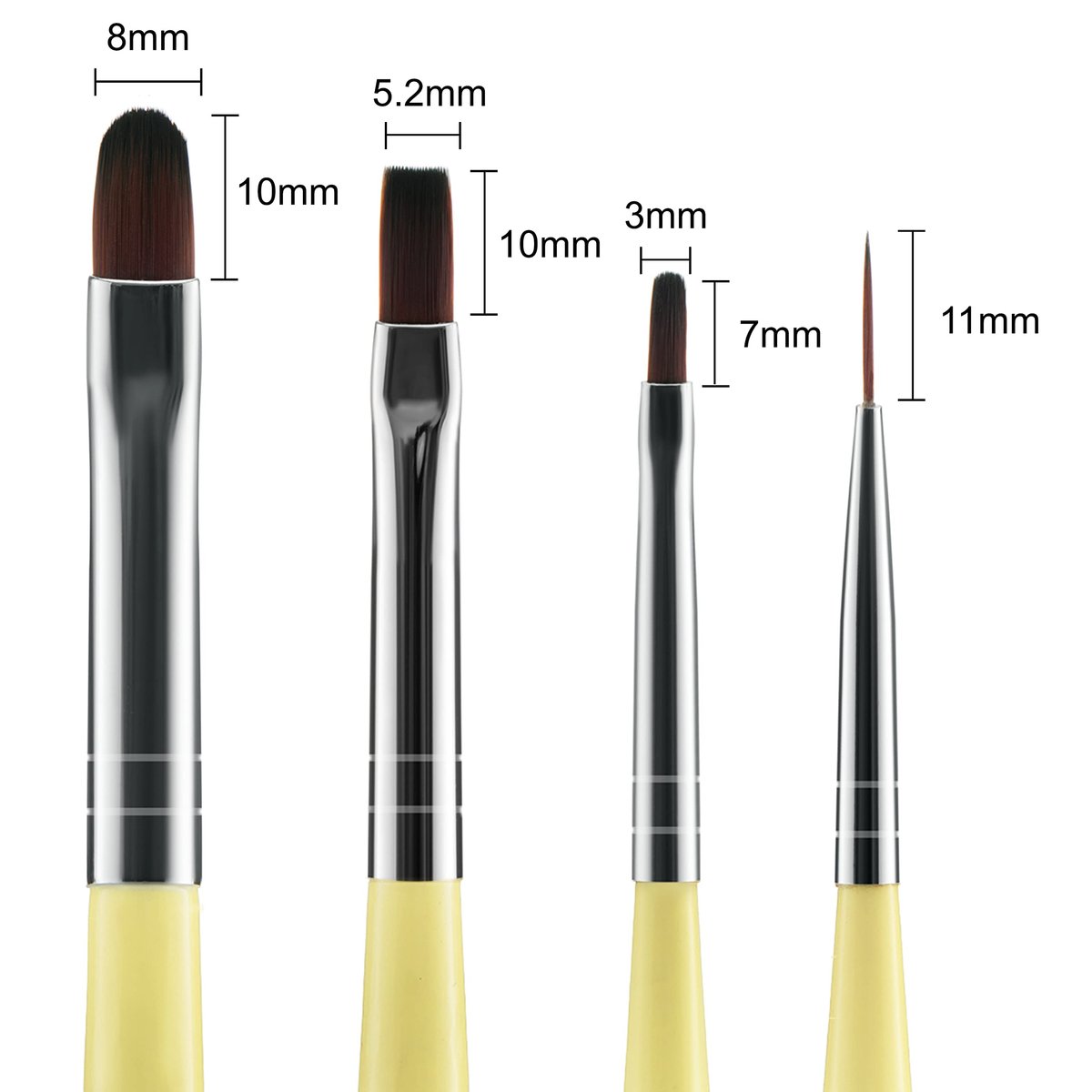 Beaute Galleria 4-Piece UV Gel Nail Art Brush Set – Pro Flat, Carved, Detailer, Round for Fine Line, Detailer, Outline, Striping, Polygel Nails, Gel Sculpting, Nail Tips - görsel 3