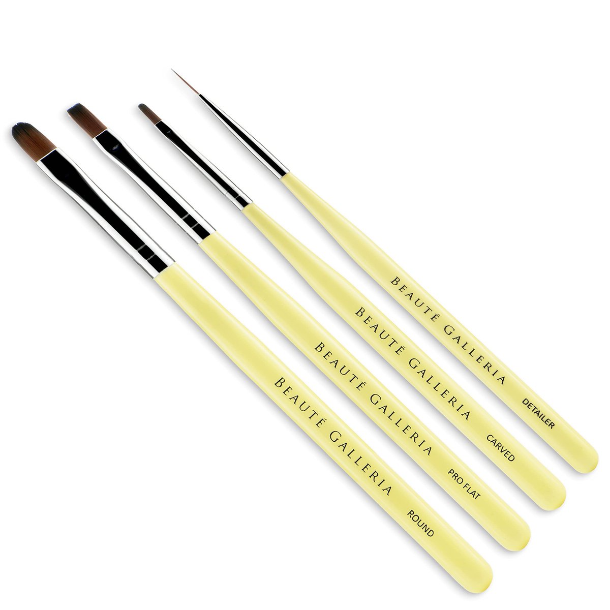 Beaute Galleria 4-Piece UV Gel Nail Art Brush Set – Pro Flat, Carved, Detailer, Round for Fine Line, Detailer, Outline, Striping, Polygel Nails, Gel Sculpting, Nail Tips - görsel 11