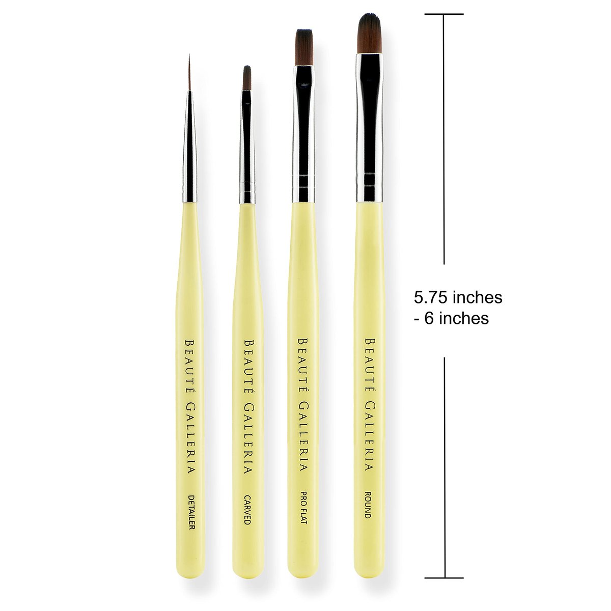 Beaute Galleria 4-Piece UV Gel Nail Art Brush Set – Pro Flat, Carved, Detailer, Round for Fine Line, Detailer, Outline, Striping, Polygel Nails, Gel Sculpting, Nail Tips - görsel 9