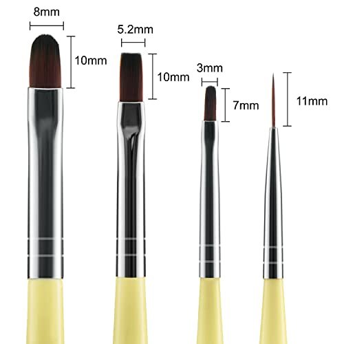 Beaute Galleria 4-Piece UV Gel Nail Art Brush Set – Pro Flat, Carved, Detailer, Round for Fine Line, Detailer, Outline, Striping, Polygel Nails, Gel Sculpting, Nail Tips - görsel 4