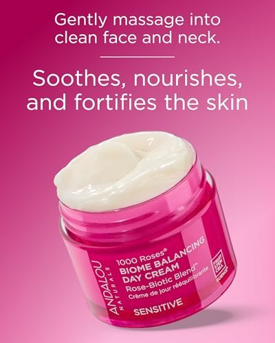 Andalou Naturals 1000 Roses Skin Biome Balancing Day Cream - Lightweight Face Moisturizer with Alpine Rose Stem Cells & Postbiotics for Sensitive Skin, 1.7 oz Avelisse