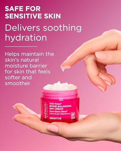 Andalou Naturals 1000 Roses Skin Biome Balancing Day Cream - Lightweight Face Moisturizer with Alpine Rose Stem Cells & Postbiotics for Sensitive Skin, 1.7 oz Avelisse