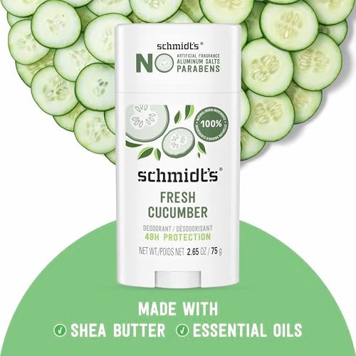 Schmidt's Aluminum-Free Vegan Deodorant Fresh Cucumber - Natural 24 Hour Odor Protection for Women and Men, 2.65 oz Avelisse