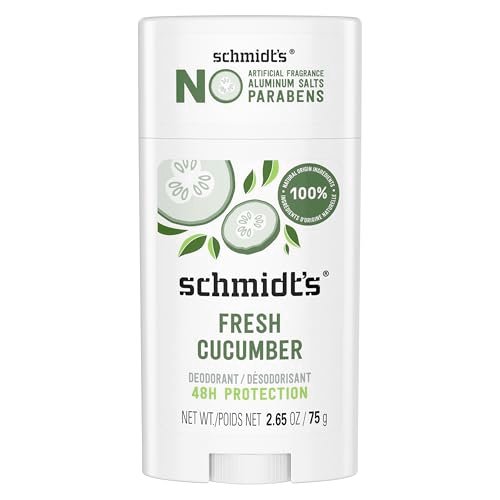Schmidt's Aluminum-Free Vegan Deodorant Fresh Cucumber - Natural 24 Hour Odor Protection for Women and Men, 2.65 oz Avelisse