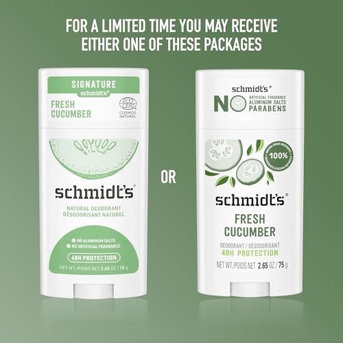 Schmidt's Aluminum-Free Vegan Deodorant Fresh Cucumber - Natural 24 Hour Odor Protection for Women and Men, 2.65 oz Avelisse
