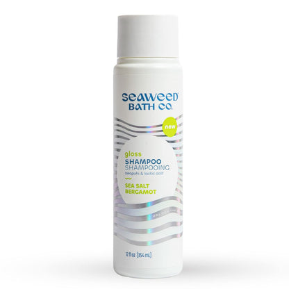 Seaweed Bath Co. Gloss Shampoo - Sea Salt Bergamot Scent, 12 oz - Sustainably Harvested Seaweed, Awapuhi & Lactic Acid for All Hair Types Avelisse